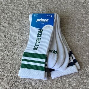 Prince White Socks with Green Stripes pickleball